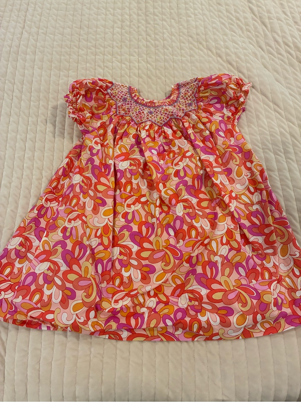 Rosalina Collections Smocked Bright Dress 4t Pink Orange White Purple
